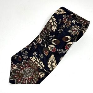 IZOD Floral Paisley Silk Tie Mens OS Navy Burgundy Green Classic Wide Retro
